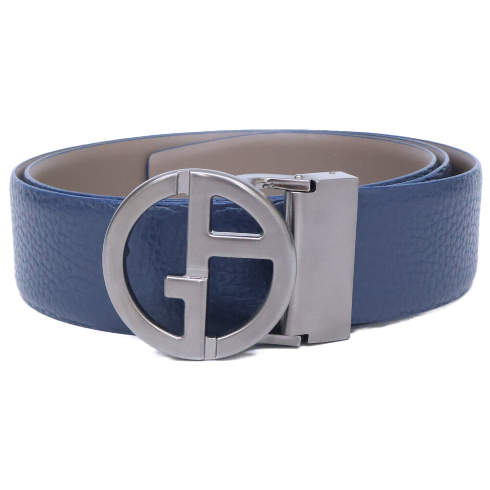 GIORGIO ARMANI Giorgio Armani Logo Buckle Leather Belt Blue Men's